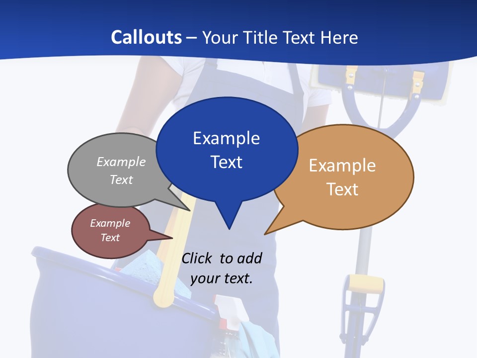 A Cute Maid Cleaner Woman With Mop And Bucket PowerPoint Template