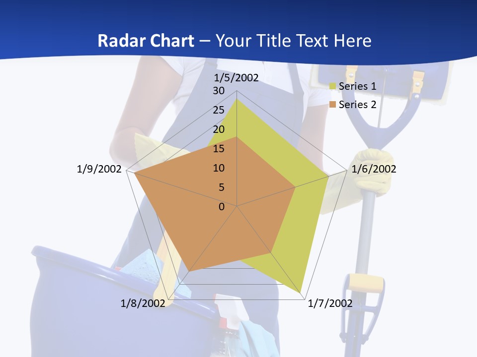 A Cute Maid Cleaner Woman With Mop And Bucket PowerPoint Template