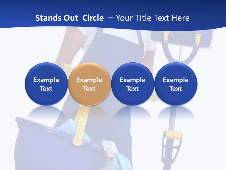 A Cute Maid Cleaner Woman With Mop And Bucket PowerPoint Template