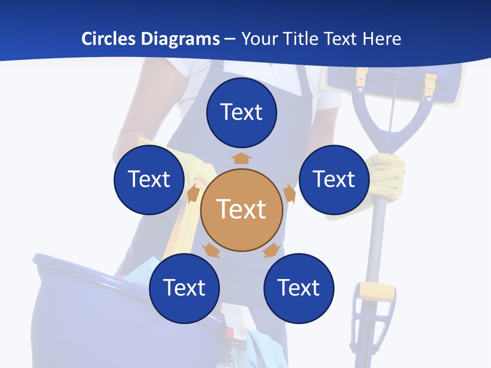 A Cute Maid Cleaner Woman With Mop And Bucket PowerPoint Template