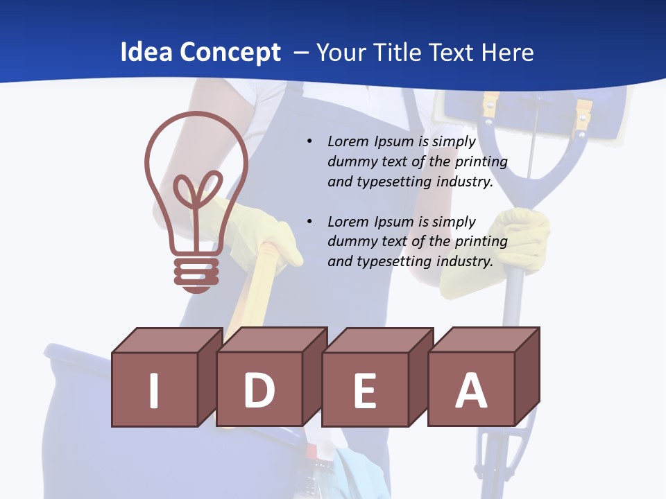 A Cute Maid Cleaner Woman With Mop And Bucket PowerPoint Template