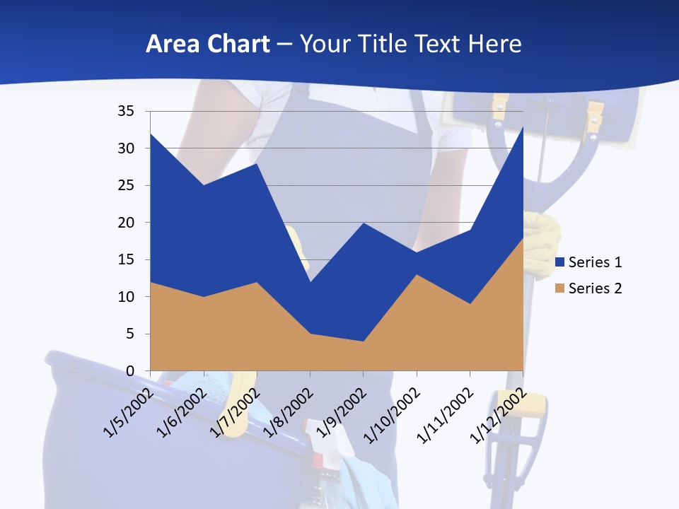 A Cute Maid Cleaner Woman With Mop And Bucket PowerPoint Template