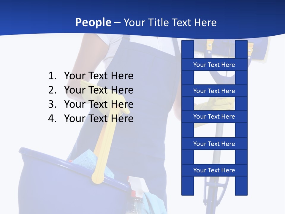 A Cute Maid Cleaner Woman With Mop And Bucket PowerPoint Template