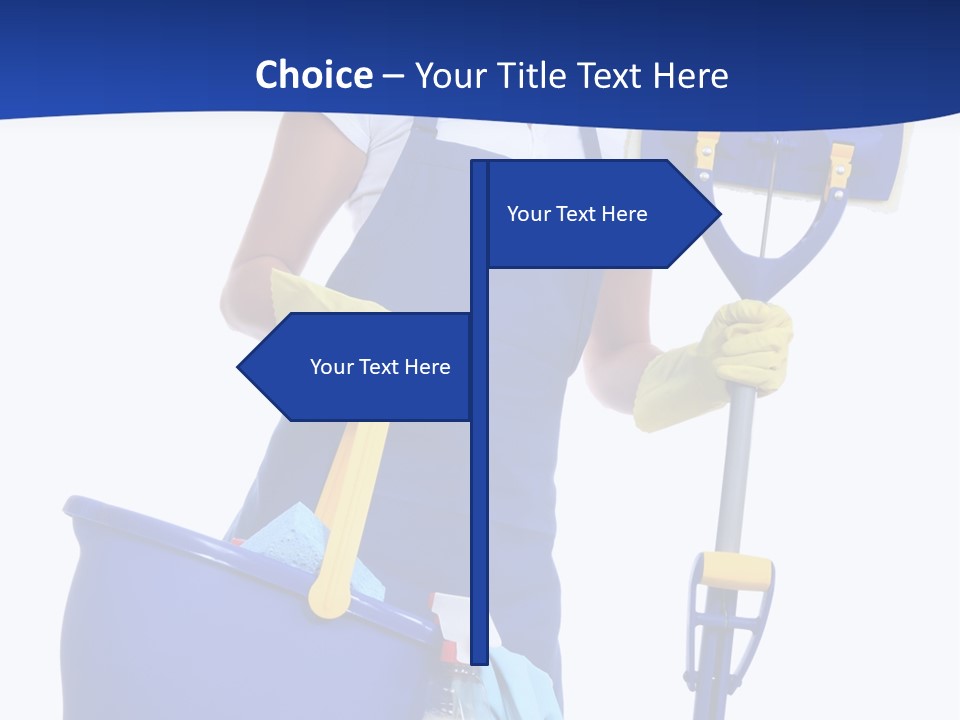 A Cute Maid Cleaner Woman With Mop And Bucket PowerPoint Template