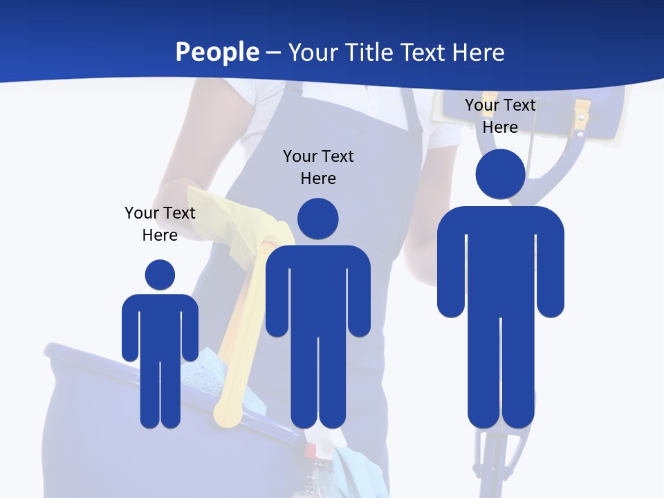 A Cute Maid Cleaner Woman With Mop And Bucket PowerPoint Template