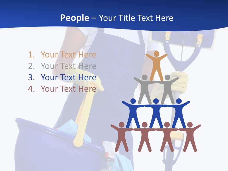 A Cute Maid Cleaner Woman With Mop And Bucket PowerPoint Template