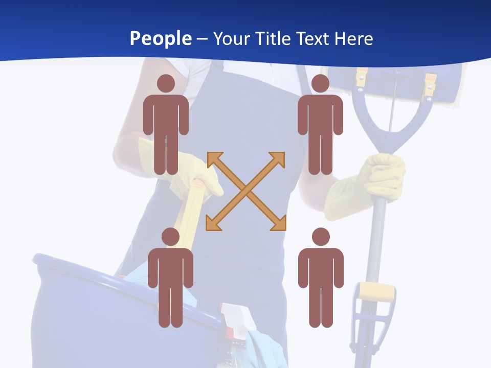 A Cute Maid Cleaner Woman With Mop And Bucket PowerPoint Template