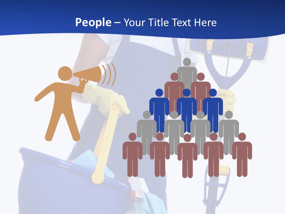 A Cute Maid Cleaner Woman With Mop And Bucket PowerPoint Template