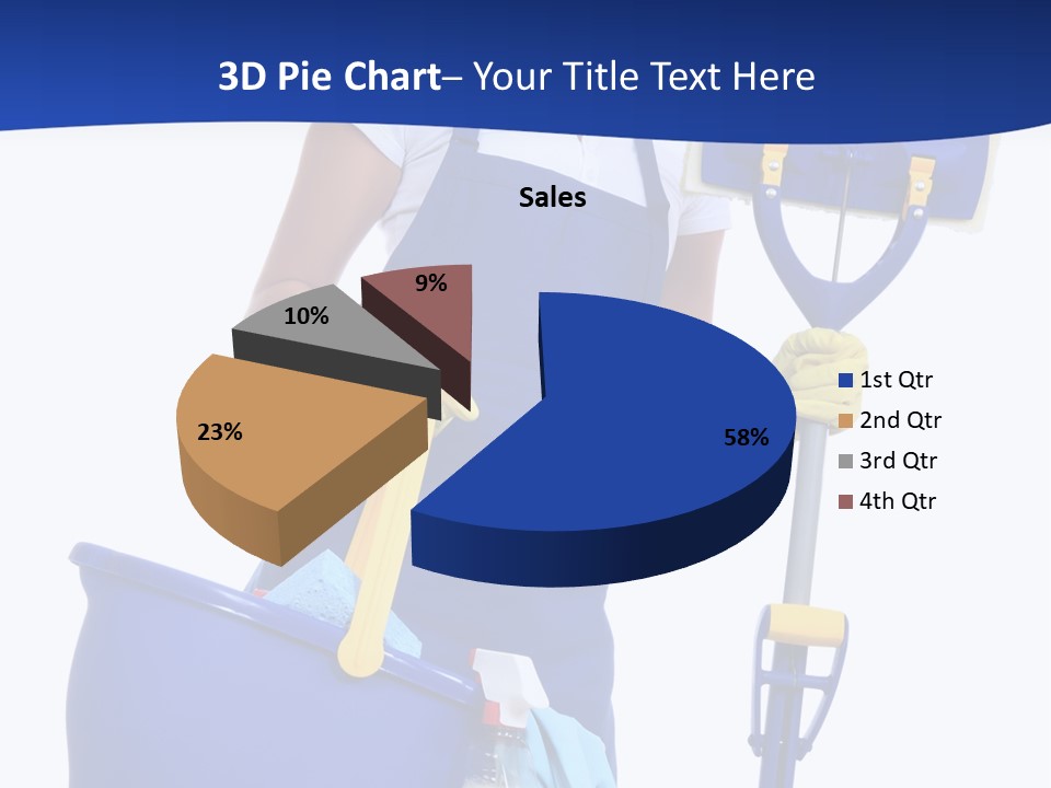 A Cute Maid Cleaner Woman With Mop And Bucket PowerPoint Template