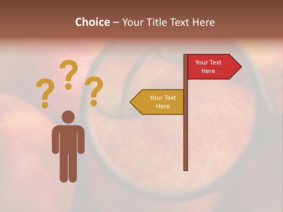 Red Apples With Magnifying Glass PowerPoint Template