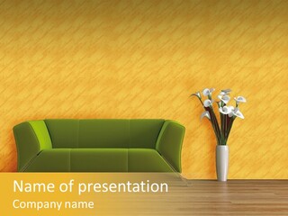 Modern Purple Sofa With Calla Lily PowerPoint Template