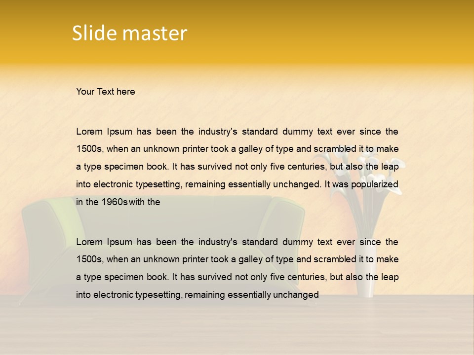 Modern Purple Sofa With Calla Lily PowerPoint Template