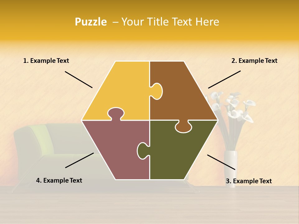 Modern Purple Sofa With Calla Lily PowerPoint Template