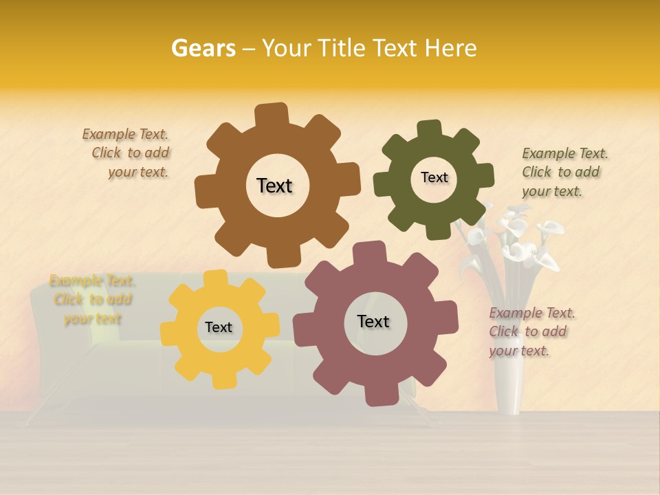 Modern Purple Sofa With Calla Lily PowerPoint Template