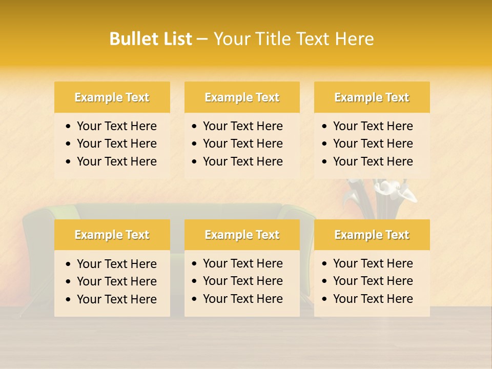 Modern Purple Sofa With Calla Lily PowerPoint Template