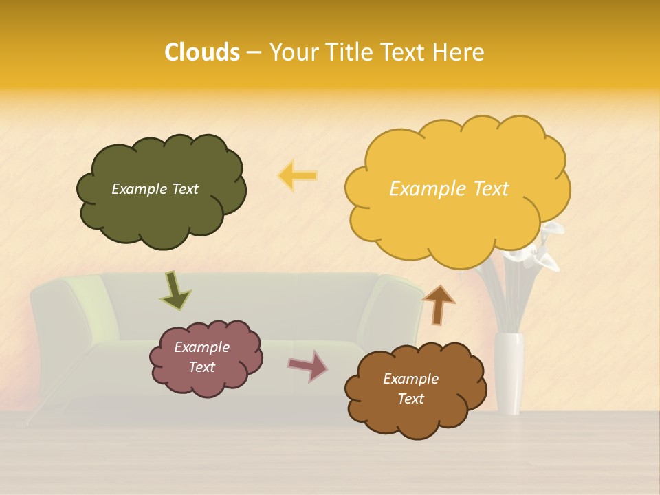 Modern Purple Sofa With Calla Lily PowerPoint Template