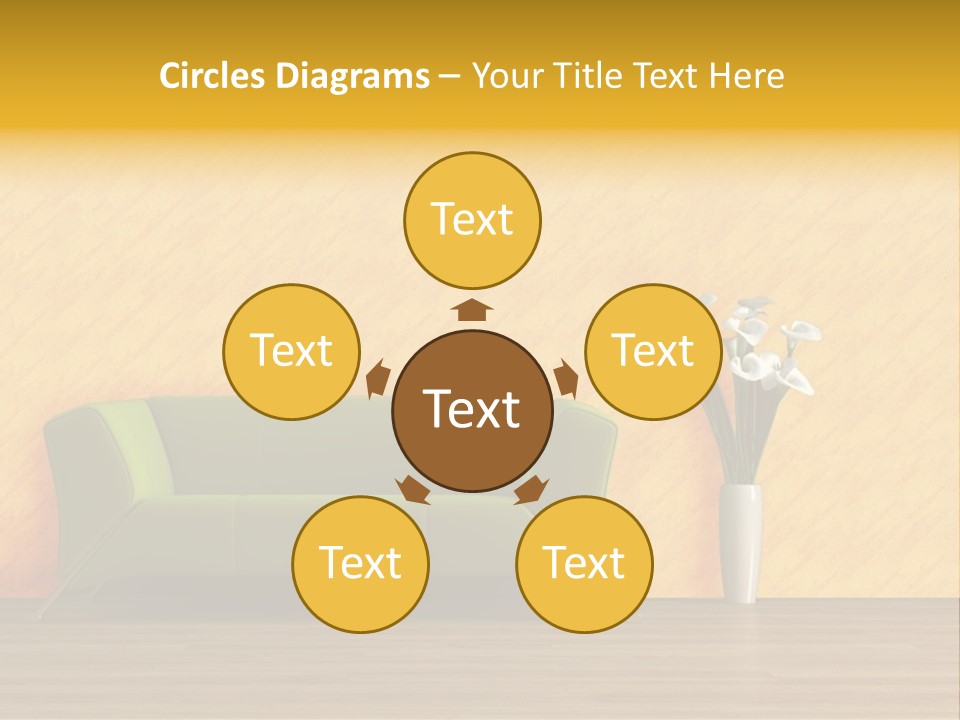 Modern Purple Sofa With Calla Lily PowerPoint Template