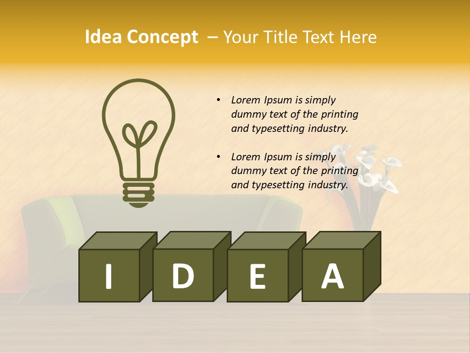 Modern Purple Sofa With Calla Lily PowerPoint Template