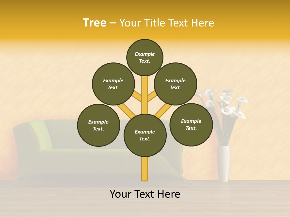 Modern Purple Sofa With Calla Lily PowerPoint Template