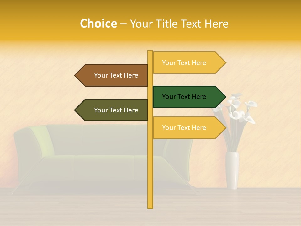 Modern Purple Sofa With Calla Lily PowerPoint Template