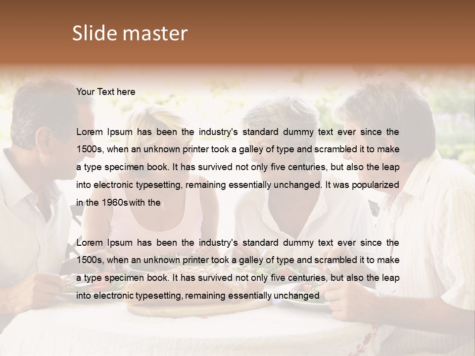 Friends Eating An Al Fresco Lunch PowerPoint Template