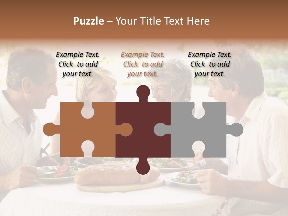 Friends Eating An Al Fresco Lunch PowerPoint Template