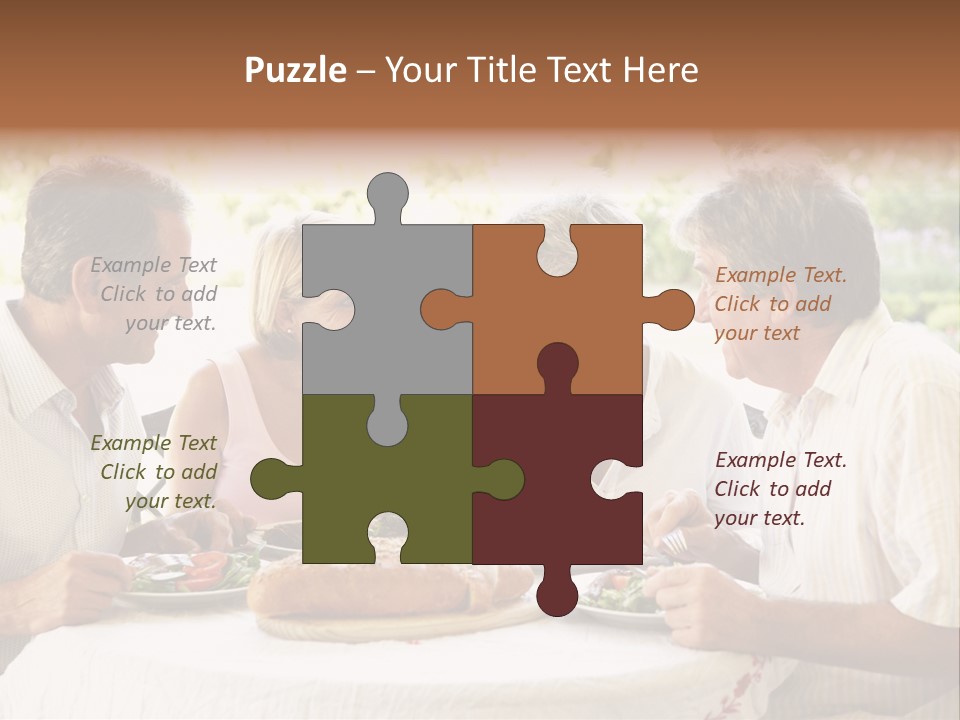 Friends Eating An Al Fresco Lunch PowerPoint Template