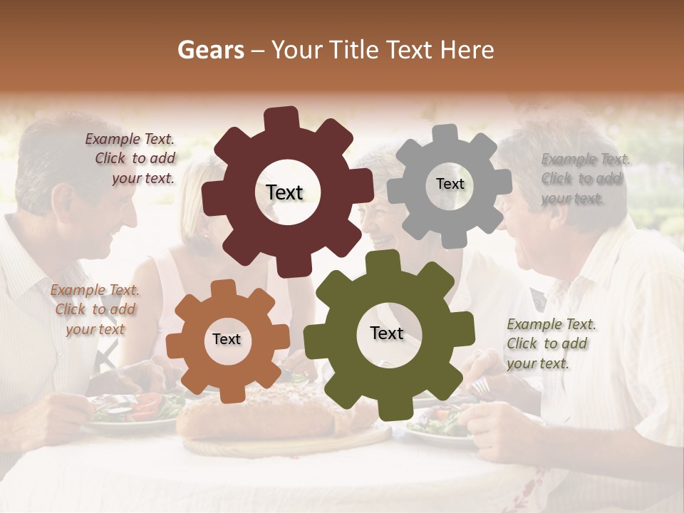 Friends Eating An Al Fresco Lunch PowerPoint Template