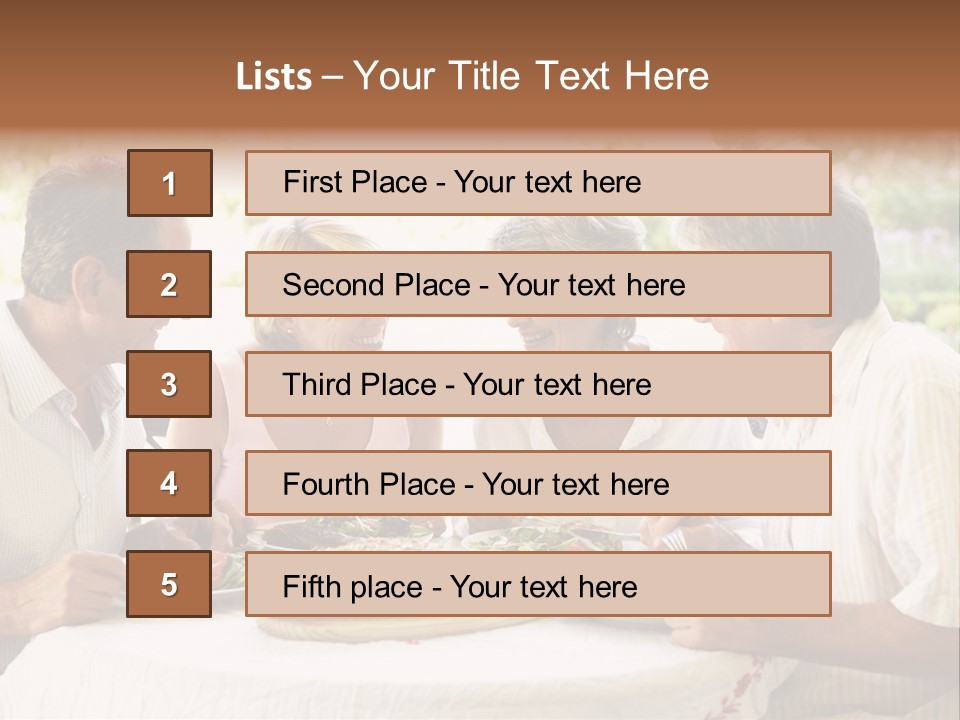 Friends Eating An Al Fresco Lunch PowerPoint Template