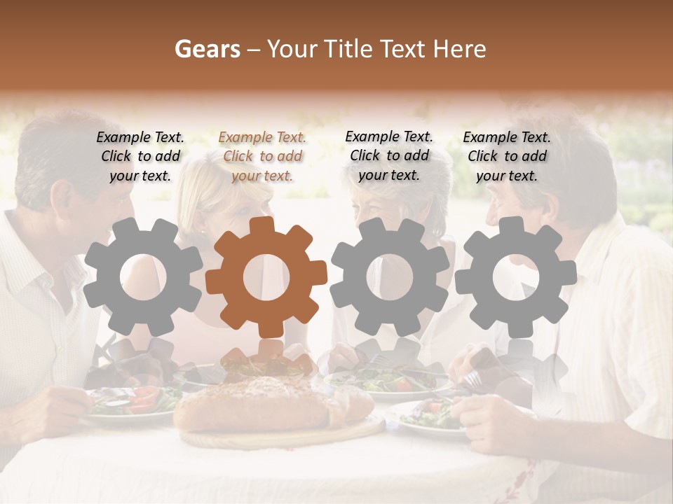 Friends Eating An Al Fresco Lunch PowerPoint Template