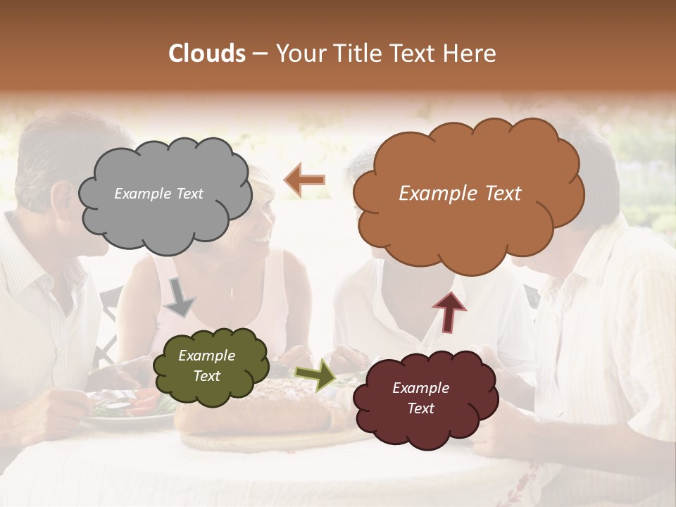 Friends Eating An Al Fresco Lunch PowerPoint Template
