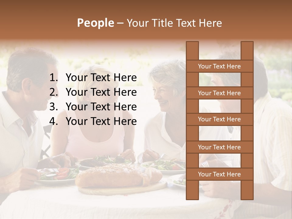 Friends Eating An Al Fresco Lunch PowerPoint Template