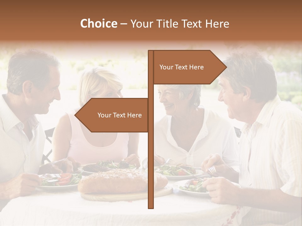 Friends Eating An Al Fresco Lunch PowerPoint Template