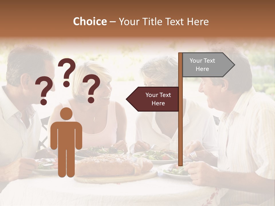 Friends Eating An Al Fresco Lunch PowerPoint Template