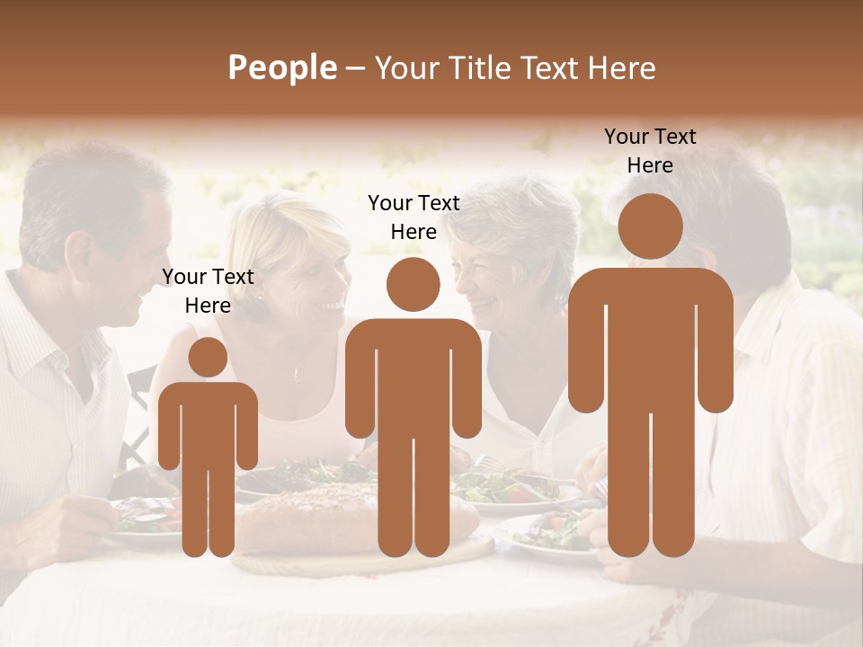 Friends Eating An Al Fresco Lunch PowerPoint Template