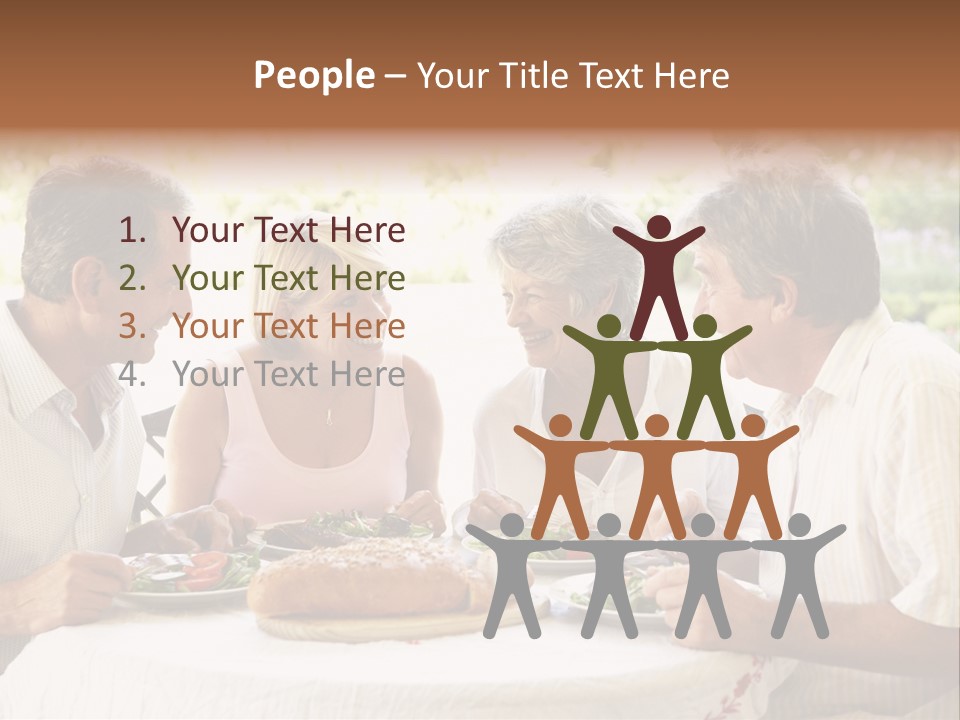 Friends Eating An Al Fresco Lunch PowerPoint Template