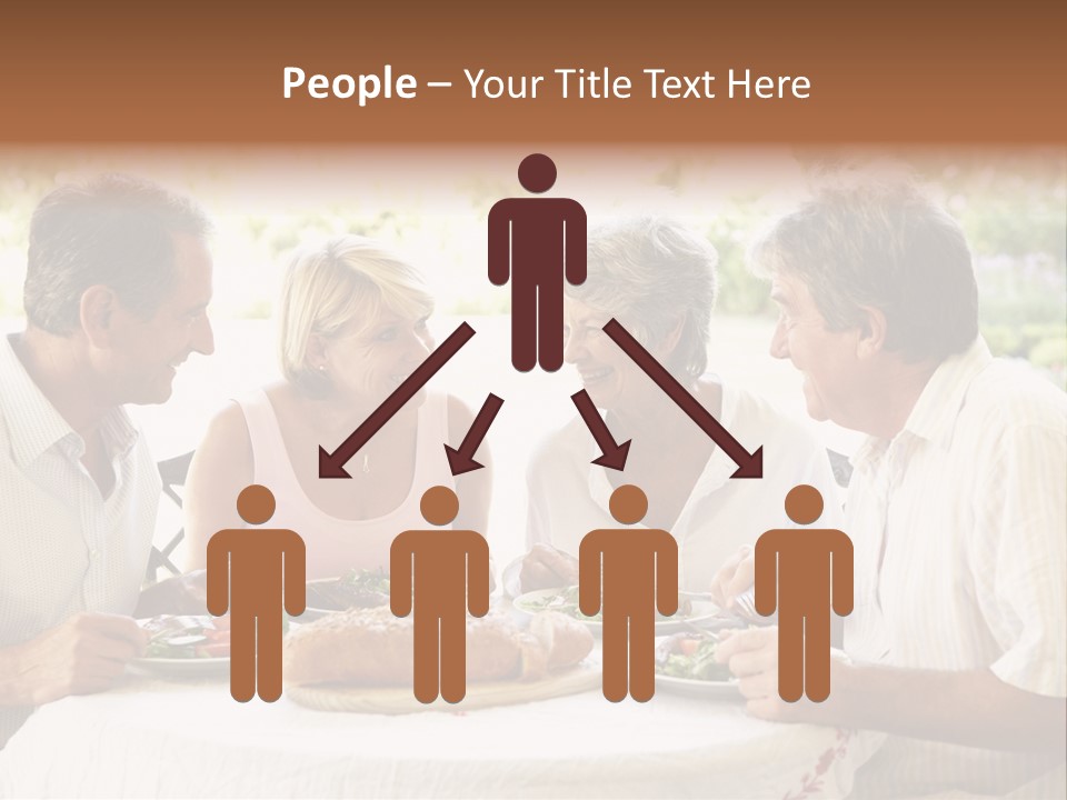 Friends Eating An Al Fresco Lunch PowerPoint Template