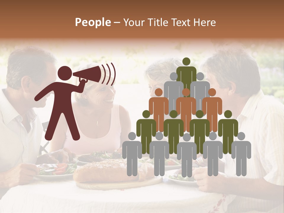 Friends Eating An Al Fresco Lunch PowerPoint Template