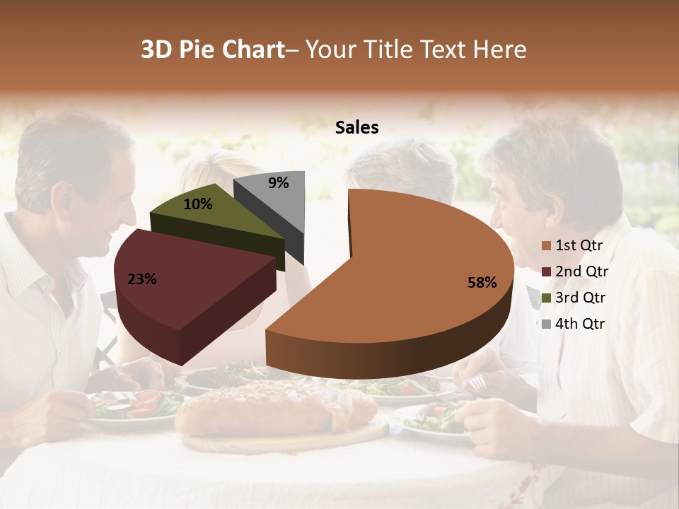 Friends Eating An Al Fresco Lunch PowerPoint Template