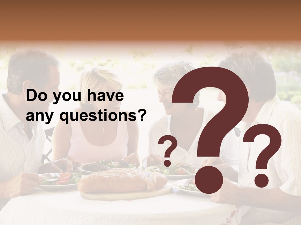 Friends Eating An Al Fresco Lunch PowerPoint Template