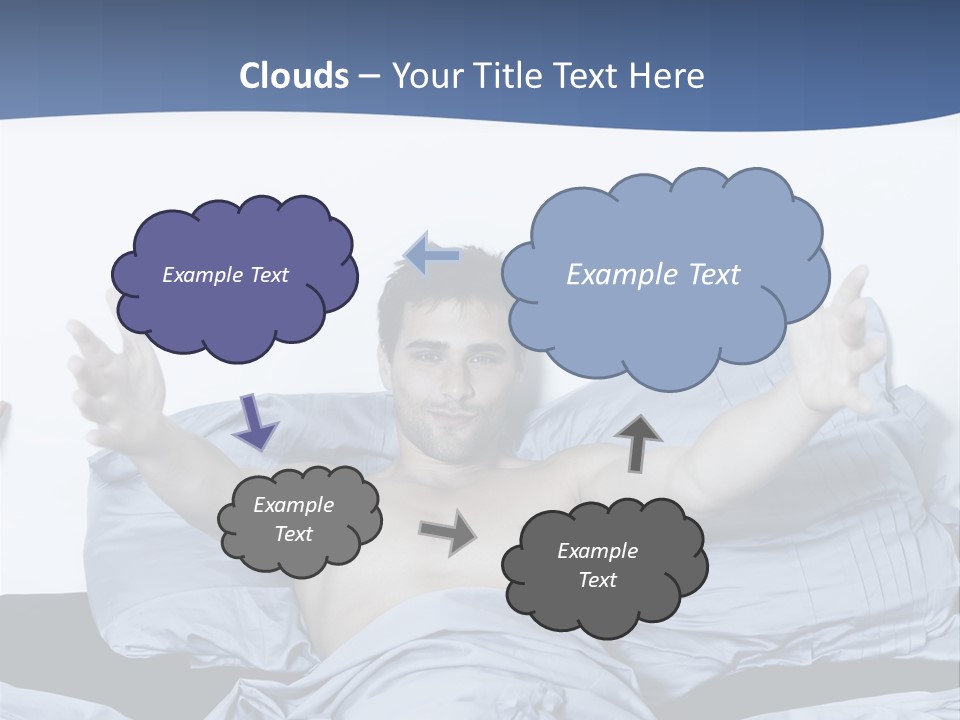 Handsome Man In A Bed On Isolated Background PowerPoint Template