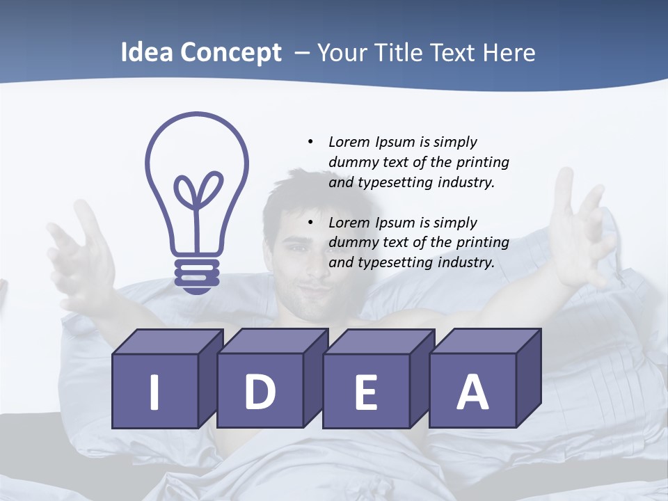 Handsome Man In A Bed On Isolated Background PowerPoint Template