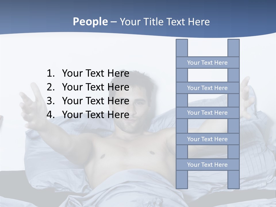 Handsome Man In A Bed On Isolated Background PowerPoint Template