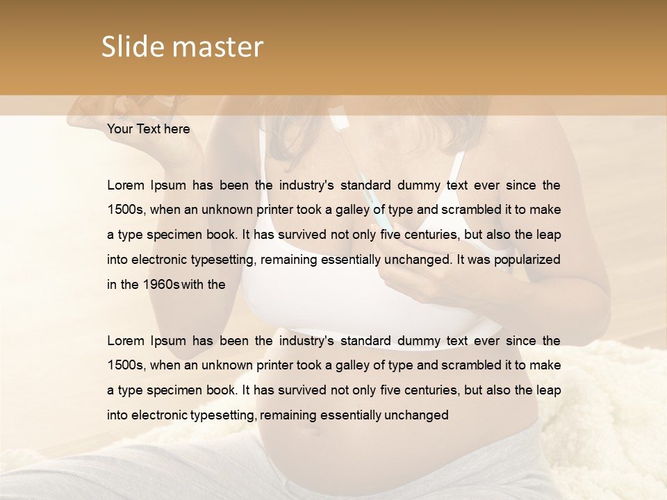 Pregnant Young Woman Checks Hers Perforates PowerPoint Template