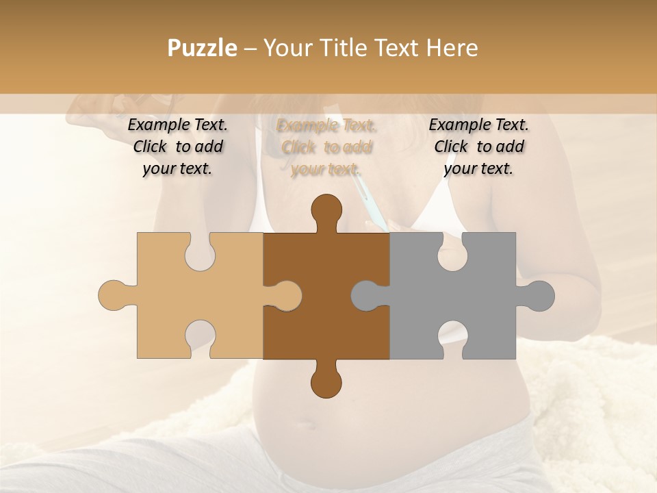 Pregnant Young Woman Checks Hers Perforates PowerPoint Template