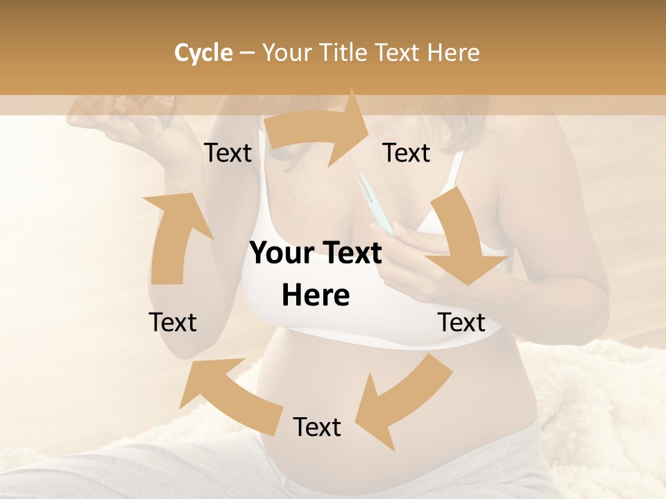 Pregnant Young Woman Checks Hers Perforates PowerPoint Template