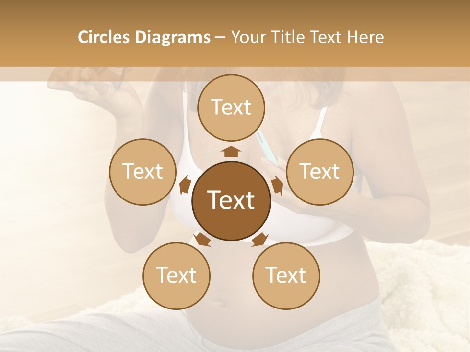 Pregnant Young Woman Checks Hers Perforates PowerPoint Template