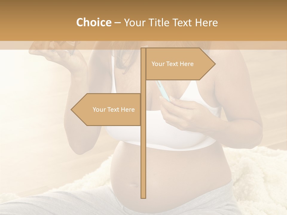 Pregnant Young Woman Checks Hers Perforates PowerPoint Template