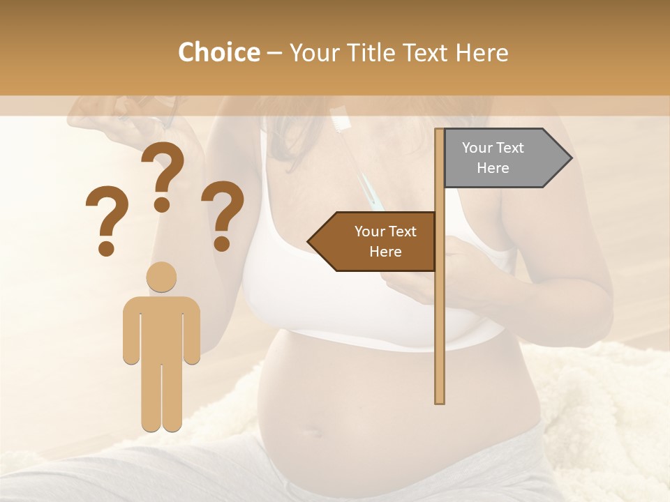 Pregnant Young Woman Checks Hers Perforates PowerPoint Template