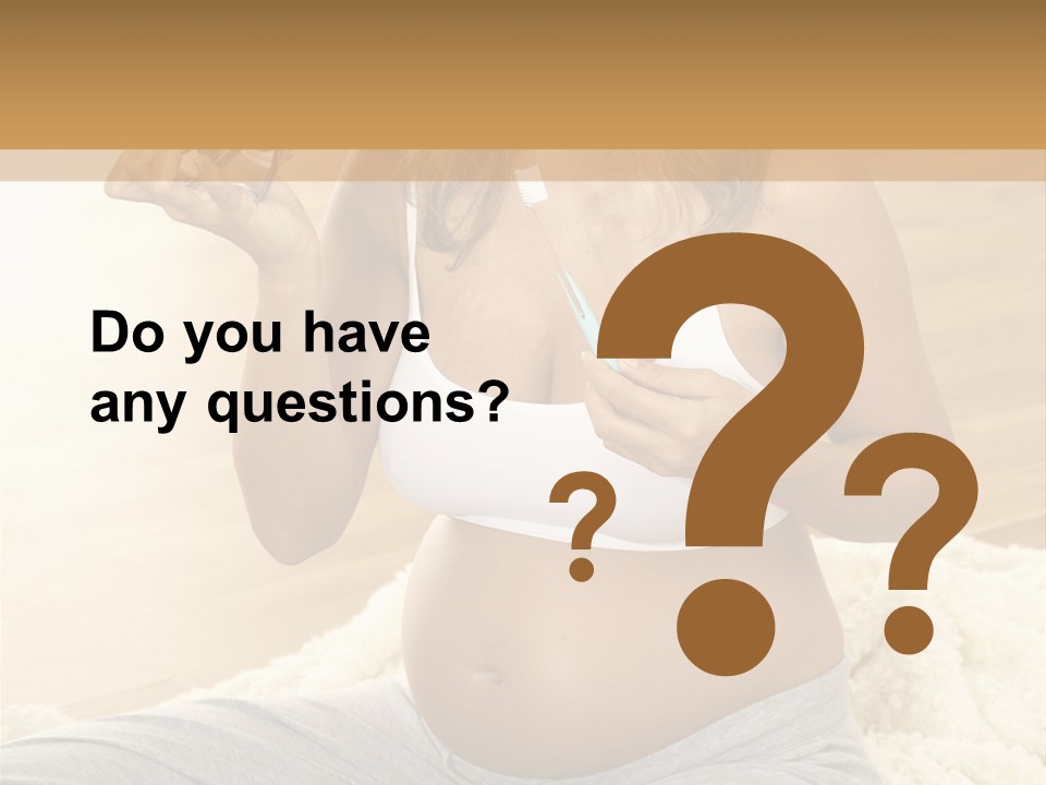 Pregnant Young Woman Checks Hers Perforates PowerPoint Template